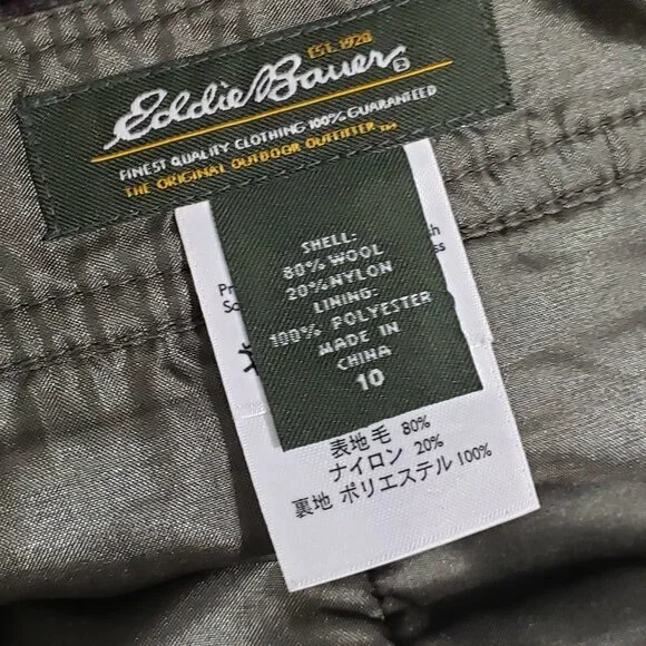 Eddie Bauer  Wool Blend  Green Burgundy Plaid Mini Skirt Women's Size 10 - Picture 2 of 5